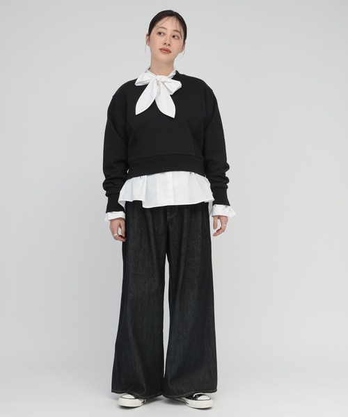 「saloon」 スウェットカットソー FREE オフホワイト レディース_画像3