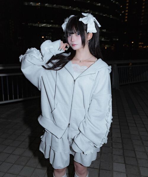 Whinny 冬の夜空にお星様パーカー 冬の夜空にお星様スカート ホワイト Whinny パーカー Whinny/冬の夜空にお星様パーカー レディース メンズ