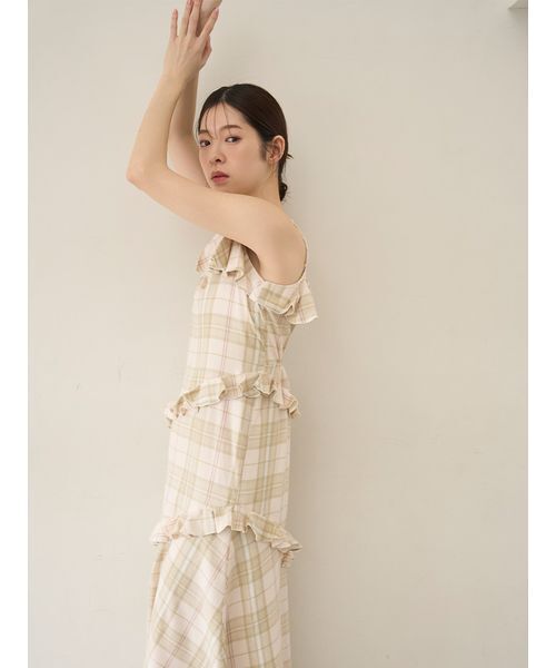 SNIDEL HOME パジャマ ルームウェア チェックフリルワンピース