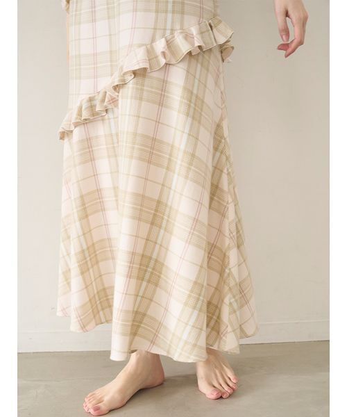 SNIDEL HOME パジャマ ルームウェア チェックフリルワンピース