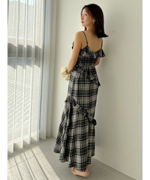 SNIDEL フリルチェックワンピース SNIDEL HOME パジャマ ルームウェア チェックフリルワンピース
