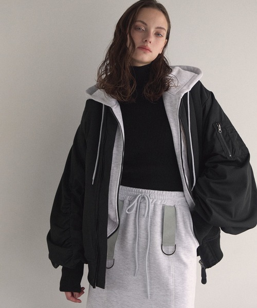 パーカー mieli invariant  Tuck Cross Big Hoodie MIELI INVARIANT（ミエリインヴァリアント） パーカー Brush Sweat Zip