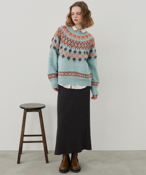 「Unitage」 ニットスカート FREE ブラウン レディース_画像8