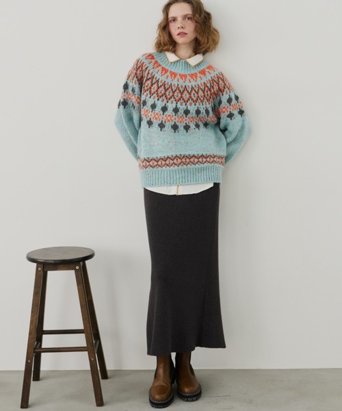 「Unitage」 ニットスカート FREE ブラウン レディース_画像9