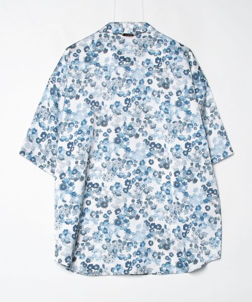 「ADRER」 花柄半袖シャツ L ブルー メンズ_画像2