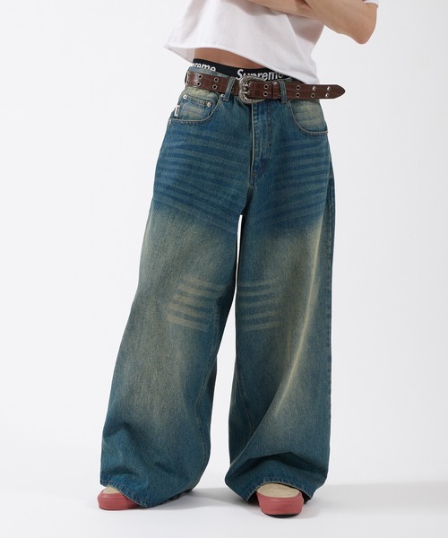 Perushu ワイドパンツ パンツ WIDE STRAIGHT DENIM PANTS／ワイド 