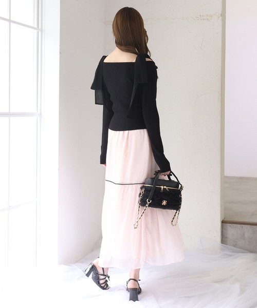 アーガイルリボンワンピ×2way カーディガンセット♡ one after another NICE CLAUP ワンピース カーディガンセット配色