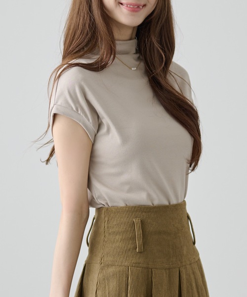 DAYRA tシャツ 半袖 ソリッドカラー ボトルネック コンパクト 半袖