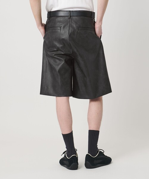 monkey time ブラックレザー ハーフパンツ monkey time BEAUTY＆YOUTH UNITED ARROWS ハーフパンツ ワイドパンツ