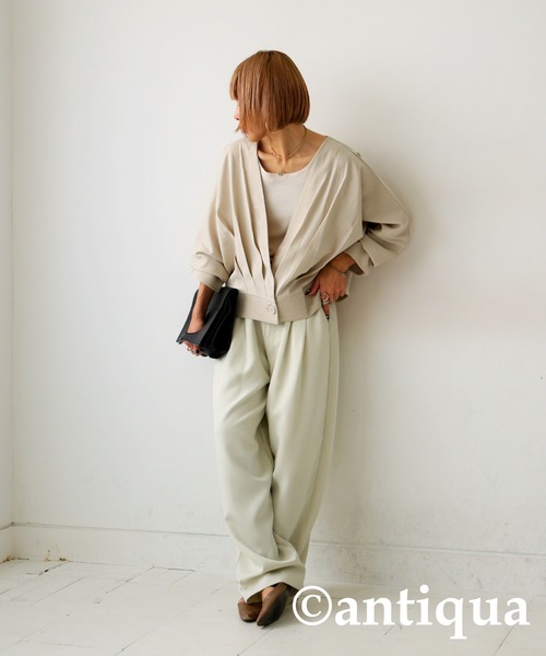 「antiqua」 ノーカラージャケット P アイボリー レディース_画像7