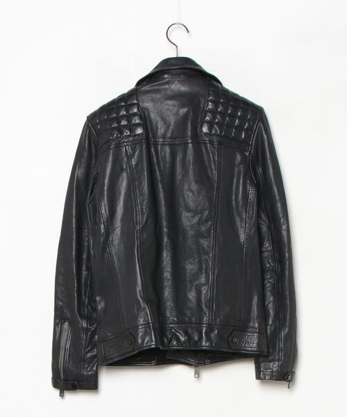 「ALLSAINTS」 レザーブルゾン X-SMALL ダークネイビー メンズ_画像2