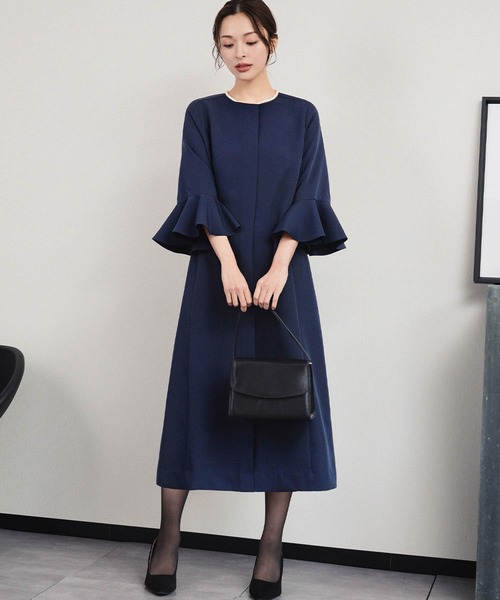 Flolia（フロリア） 7分袖ワンピース L ネイビー レディース 