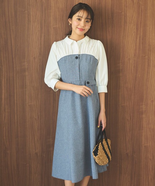 「Feroux」 7分袖ワンピース 1 ブルー レディース_画像4