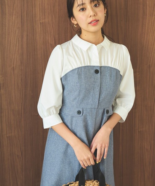 「Feroux」 7分袖ワンピース 1 ブルー レディース_画像5