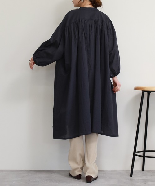「FUNALIVE」 7分袖ワンピース M-L ブラック レディース_画像8