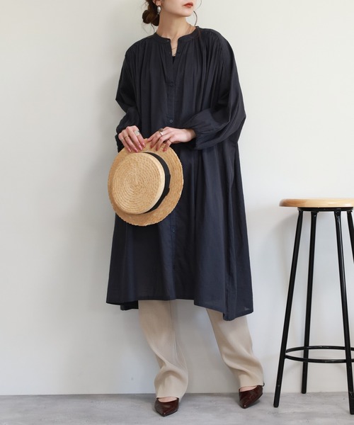 「FUNALIVE」 7分袖ワンピース M-L ブラック レディース_画像9