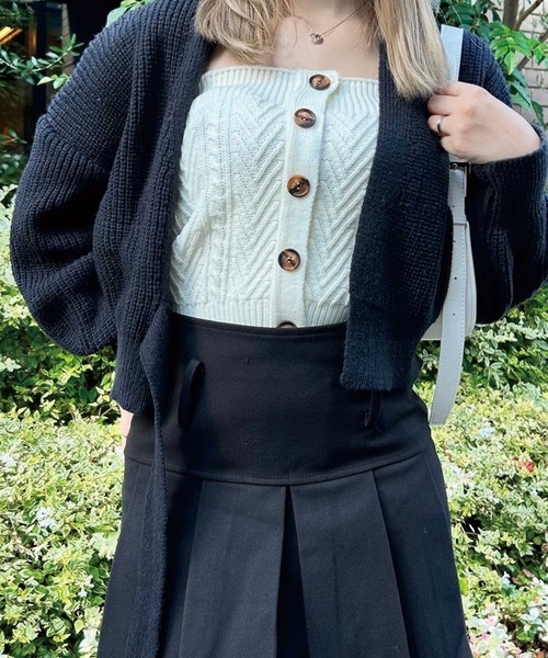 SPIGA（スピーガ） チューブトップ ベアトップ ケーブル編み釦付