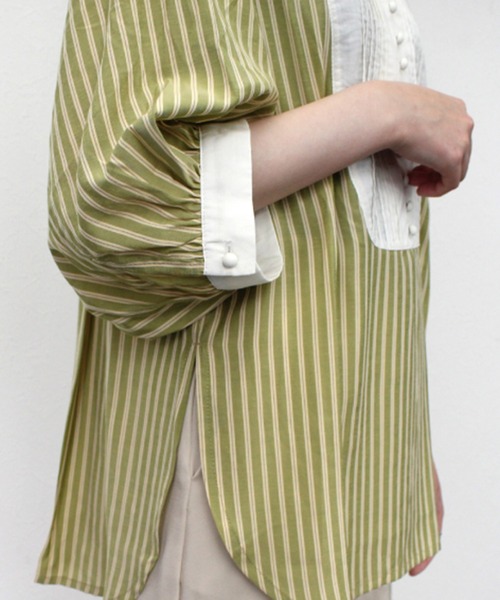 ⭐️新品・未使用⭐️コムサブロンドオフ ボザム切替 ストライプ ブラウス COMME CA ISM｜コムサイズムのシャツ/ブラウス（ストライプ柄