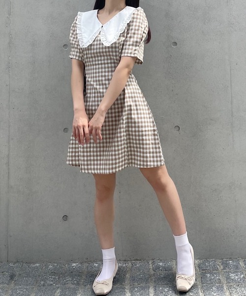 ワンピース Voyage Titty Co Petit フリルカラーギンガムワンピース Zozotown Yahoo 店 通販 Yahoo ショッピング