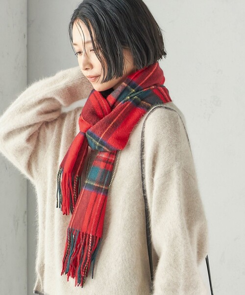 ERIC BOMPARD　カシミヤストール　未使用品 SHIPS（シップス） ストール マフラー チェック カシミヤ ストール