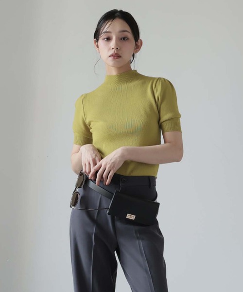 【美品✨】ルネ　トップス　ニット　半袖　ハイネック　パフスリーブ　36 美品✨】ルネ トップス ニット 半袖 ハイネック パフスリーブ 36