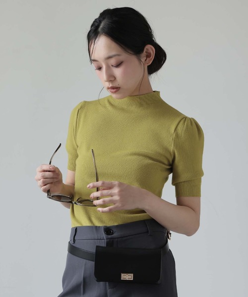 【美品✨】ルネ　トップス　ニット　半袖　ハイネック　パフスリーブ　36 美品✨】ルネ トップス ニット 半袖 ハイネック パフスリーブ 36