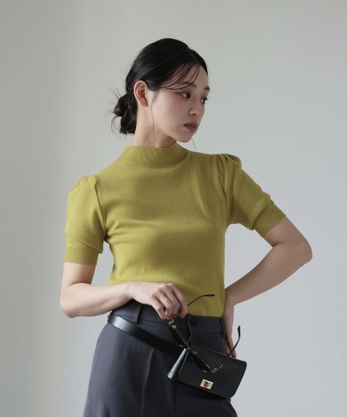 【美品✨】ルネ　トップス　ニット　半袖　ハイネック　パフスリーブ　36 美品✨】ルネ トップス ニット 半袖 ハイネック パフスリーブ 36