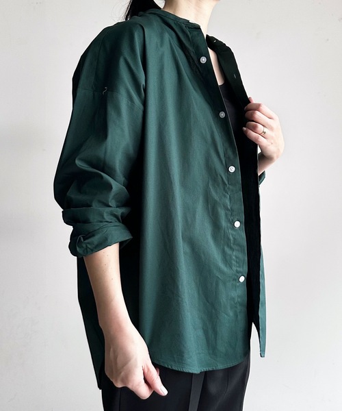 3125【人気ブラック・サイズ3】 コモリ コットン L/S バンドカラーシャツ COMOLI (コモリ) バンドカラーシャツ