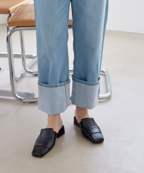 サンダル 【FABIO RUSCONI】スクエアトウグルカミュールサンダル(F32301) FABIO RUSCONI スクエアトウグルカミュールサンダル F32301