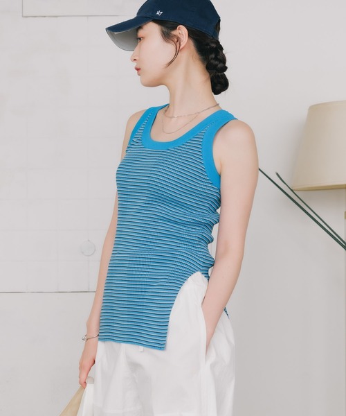 タンクトップ ノースリーブ ESLOW/エスロー SLIT TANKTOP スリット タンクトップ レディース ESLOW タンクトップ ノースリーブ ESLOW/エスロー SLIT TANKTOP