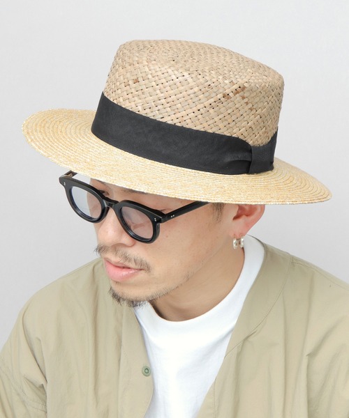Ruben 帽子 ハット 選べる3素材 天然素材コンビ カンカン帽（クワイ