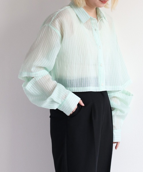 MARELLA コットン シルク マルチストライプ シアーブラウス 楽天市場】【SALE／40%OFF】コットンシルクオーガンジーマルチ