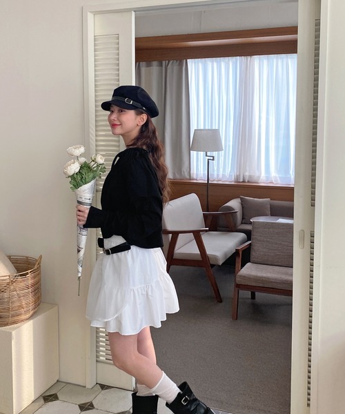 トレーナー スウェット リボンストリングシャーリングスウェット レディース by muni:r トレーナー スウェット リボンストリングシャーリング