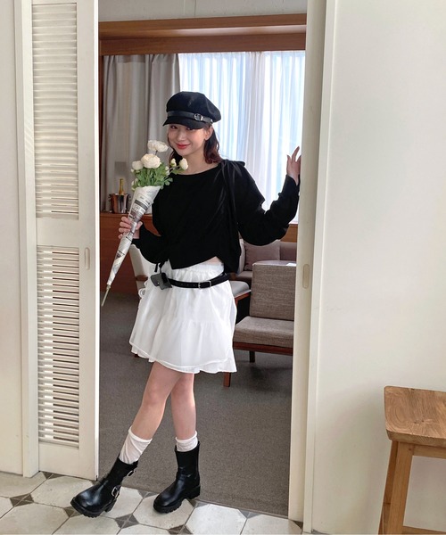 トレーナー スウェット cropped ribbon sweat レディース by muni:r トレーナー スウェット リボンストリングシャーリング