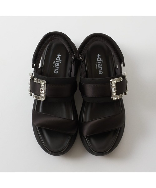 diana サンダル 「軽量」ビジューバックル付き フットベット