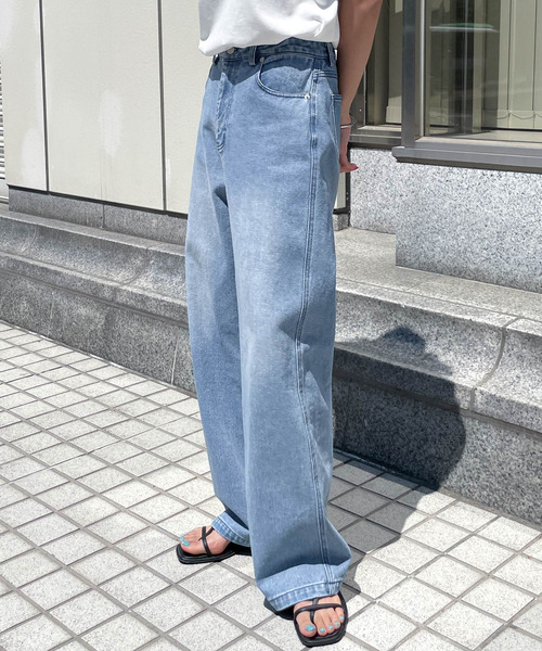ワイド カラーパンツ 3色 ルーズ デニム カジュアル ストリート セール SALE 33%OFF デニムパンツ メンズ デニム ジーンズ