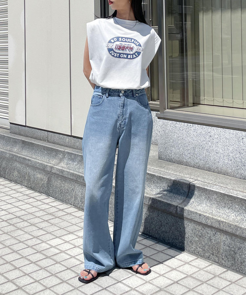 2color パンツ デニム バイカラー ハート ヴィンテージ ダメージ 505ZX ルーズストレート ヴィンテージ デニムパンツ ジーンズ