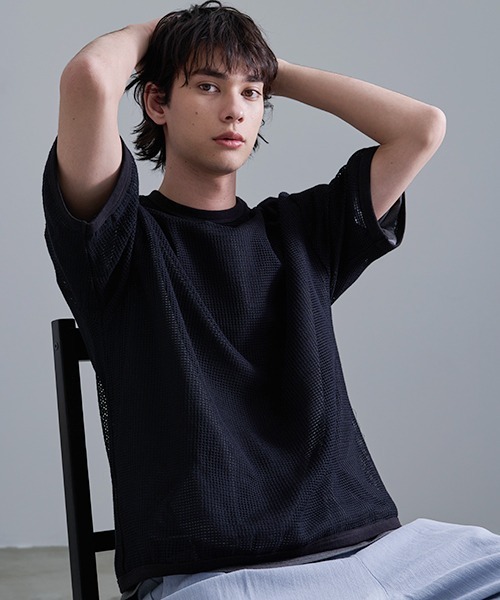 Revo. スマホショルダー tシャツ コットンメッシュ SS Tee メンズ