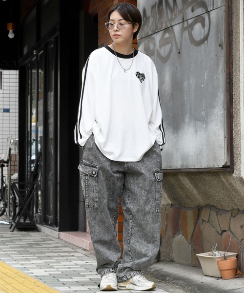 Starting Over tシャツ oversize sleeve line ringer long T