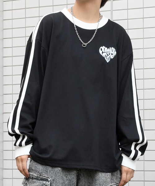 Starting Over tシャツ oversize sleeve line ringer long T
