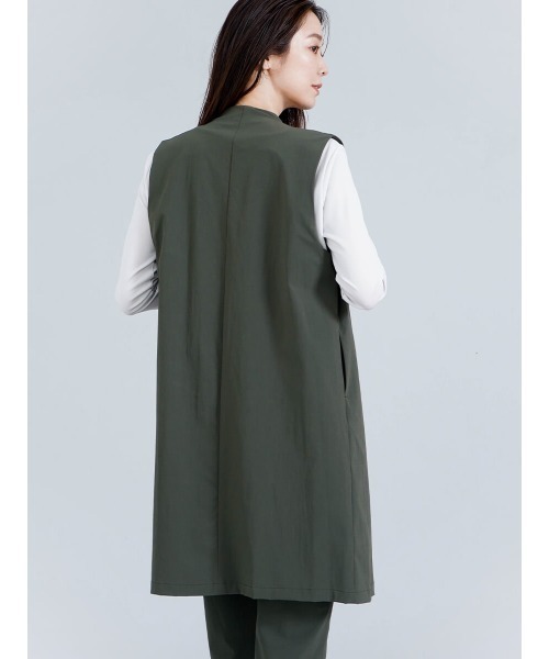 YORT ベスト ジレ 「撥水・接触冷感」セットノーカラーロングジレ