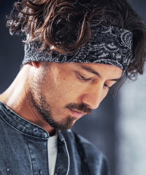 ANGENEHM ヘアバンド mko12274-Paisley pattern knit headband