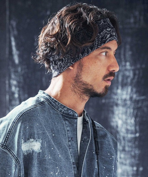ANGENEHM ヘアバンド mko12274-Paisley pattern knit headband