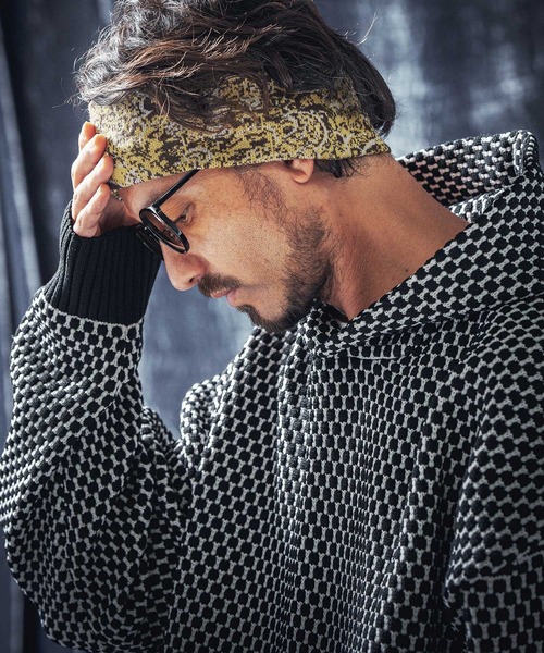 ANGENEHM ヘアバンド mko12274-Paisley pattern knit headband