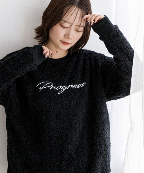 ad thie（アドティエ） パジャマ ルームウェア 刺繍ロゴ・ボアプル