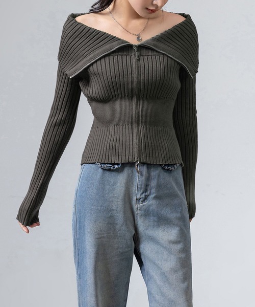 DAY CLOSET ニット セーター レディース 長袖オフショルビッグ
