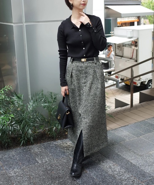 スカート ネップツイードタックスカート 「低身長・小柄女性