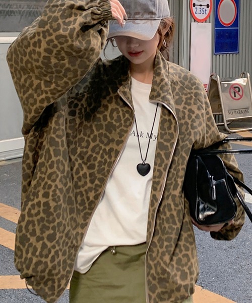 ジャケット ブルゾン ヒョウ柄オーバーサイズブルゾン