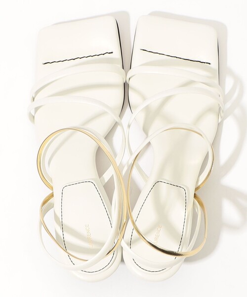 LAURENCEのホワイトミュール レースレディース Lace Ladies プラットフォームミュール