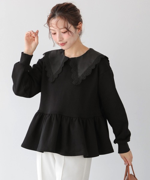 Fit more（フィットモア） トレーナー スウェット レース襟ペプラム
